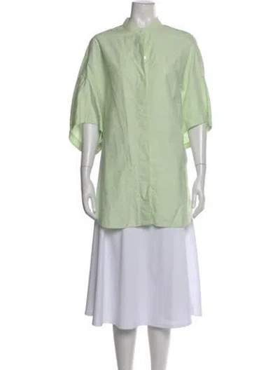 Pre-owned Stella Mccartney Linen Short Sleeve Top In Green