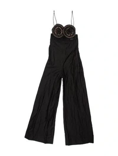 Pre-owned Stella Mccartney Linen V-neck Jumpsuit In Black