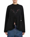 Stella Mccartney Lingerie Lace Insert Long Sleeve Top In Black In Black