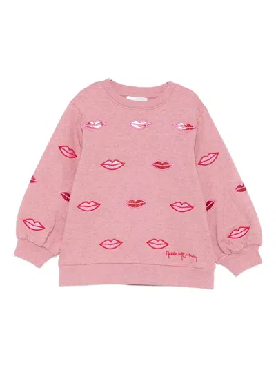 Stella Mccartney Kids' Lip-embellished Sweatshirt In Pink
