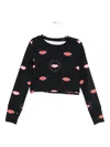Stella Mccartney Lip-print Long-sleeve T-shirt In Black