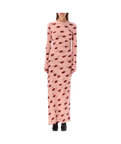 STELLA MCCARTNEY STELLA MCCARTNEY LIPS PRINTED MESH MAXI DRESS