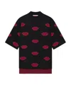 Stella Mccartney Lips Graphic Knitted High-neck Top In Black/red
