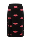Stella Mccartney Lips Graphic Knit Mid-rise Midi Skirt In Black