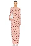 Stella Mccartney Ruched Printed Tulle Maxi Dress In Dusty Rose