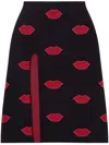Stella Mccartney Lips Graphic Knit Mid-rise Midi Skirt In Black