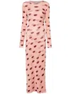Stella Mccartney Ruched Printed Tulle Maxi Dress In Pink