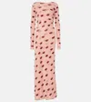 Stella Mccartney Ruched Printed Tulle Maxi Dress In Pink