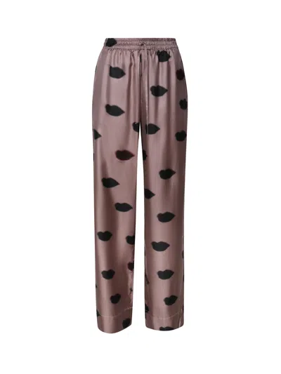 Stella Mccartney Lips Trousers With Elastic Waist In Brown