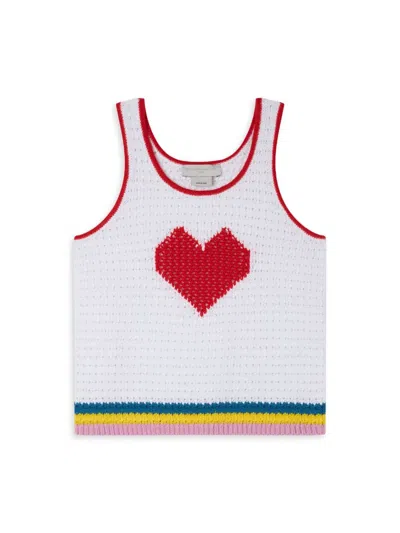 Stella Mccartney Kids' Little Girl's & Girl's Heart Crochet Knit Sleeveless Top In White