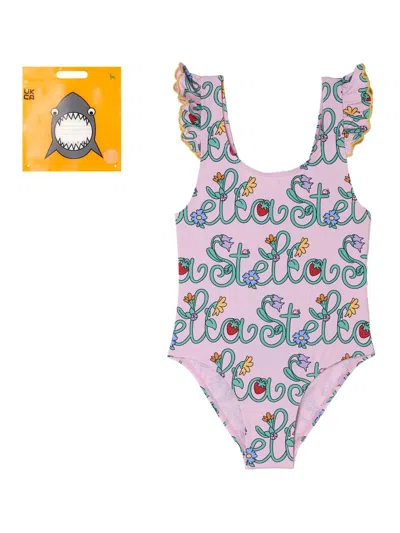 Stella Mccartney Babies' Little Girl's & Girl's Logo-print One-piece Swimsuit In Pink