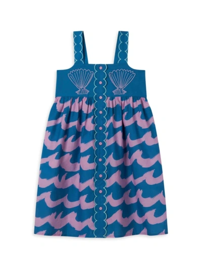 Stella Mccartney Little Girl's & Girl's Seashell Waves Print Dress In Blue