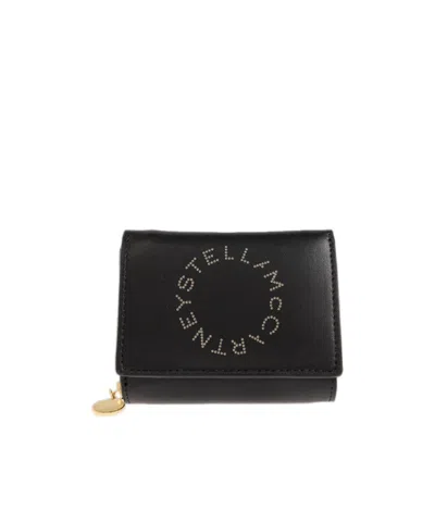 Stella Mccartney Logo-appliqué Tri-fold Wallet In Black