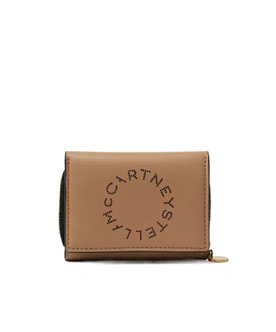 Stella Mccartney Logo-appliqué Tri-fold Wallet In Brown