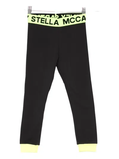 Stella Mccartney Kids' Logo-band Cuffed Leggings In Black