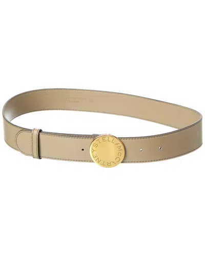 Stella Mccartney Logo Leather Buckle Belt In Brown