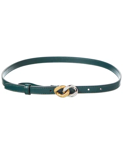 Stella Mccartney Logo Leather Buckle Belt In Green