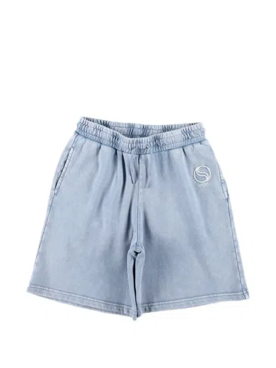 Stella Mccartney Kids' Logo Bermuda Shorts In Blue