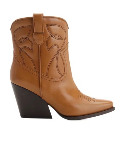 Stella Mccartney Logo Boots In Brown