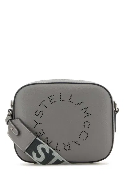 Stella Mccartney Logo Camera Bag Embossed Grainy Alter Mat In Gray