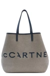 Stella Mccartney Logo Canvas Shopper Tote Bag In Ink