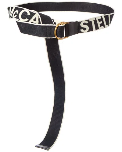 Stella Mccartney Logo Canvas Belt In Black