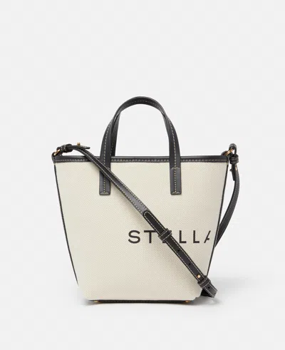 Stella Mccartney Logo Canvas Crossbody Tote Bag In Ecru Cream