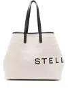 Stella Mccartney Elegant Beige Canvas Logo Print Handbag For Women In Beige