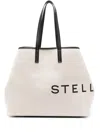 Stella Mccartney Elegant Beige Canvas Logo Print Handbag For Women In Sand