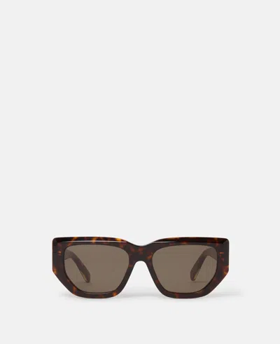Stella Mccartney Logo Cat-eye Sunglasses In Glossy Havana And Gold