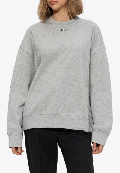 Stella Mccartney Logo Charm Crewneck Sweatshirt In Gray