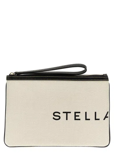 Stella Mccartney Logo Clutch Bag In Gray