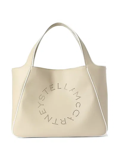 Stella Mccartney Logo Contrast-piping Tote Bag In Neutral