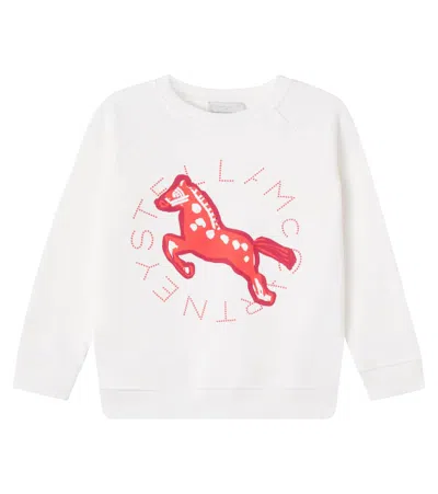 Stella Mccartney Kids' Logo Cotton Fleece Sweatshirt In White