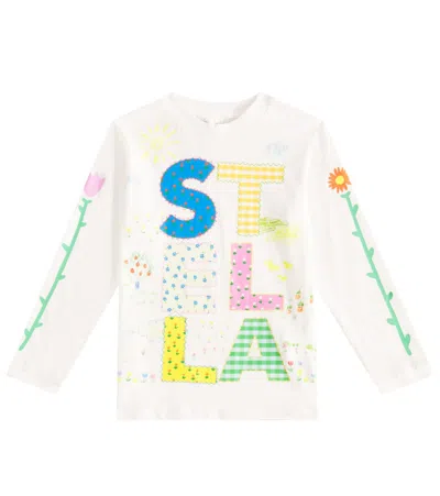 Stella Mccartney Kids' Top Aus Baumwoll-jersey In Weiss
