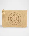 Stella Mccartney Logo Crochet Raffia Pouch Bag In Natural Tan