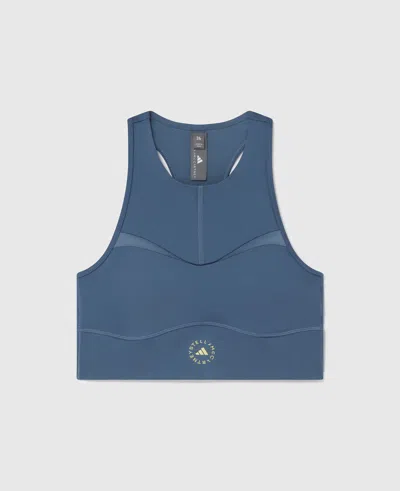 Stella Mccartney Logo Cropped Training Top In Deep Sea Blue
