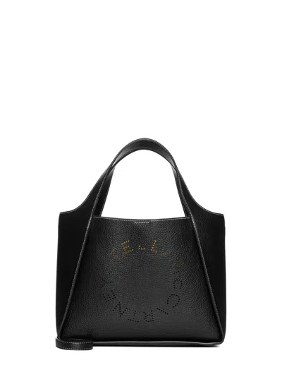 Stella Mccartney Logo Crossbody Bag In Grained Alter Mat In Black