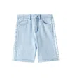 Stella Mccartney Organic Denim Logo Shorts In Blue
