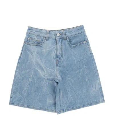Stella Mccartney Logo Denim Shorts In Blue