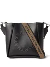 Stella Mccartney Studded Logo Eco Embossed Grainy Alter Mat Crossbody Bag Black In Black