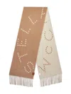 Stella Mccartney Logo Dotted Fringed Scarf In Brown