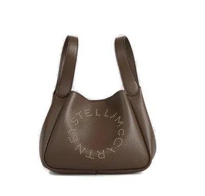 Stella Mccartney Logo Embellished Mini Tote Bag In Dark Brown