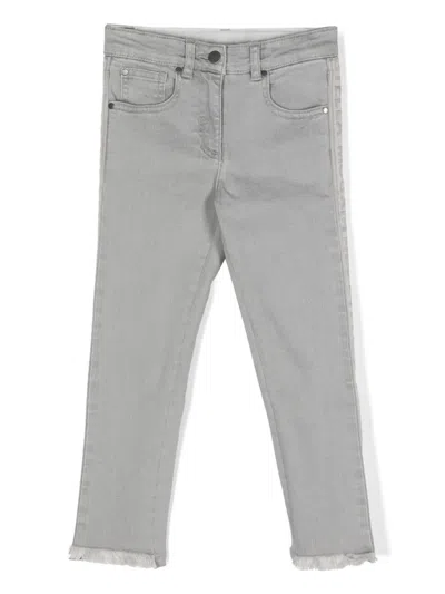 Stella Mccartney Kids' Logo-embellished Skinny Jeans In Grey
