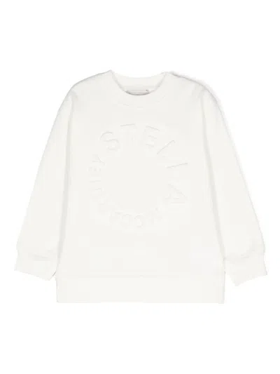 Stella Mccartney Kids' Logo-embossed Cotton Sweatshirt In White