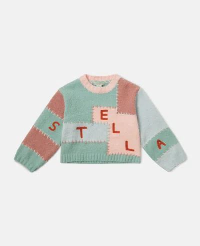 Stella Mccartney Logo Embroidered Balloon-sleeve Sweater In Nude