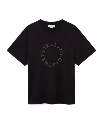 Stella Mccartney Logo Embroidered Boyfriend Style T-shirt In Black