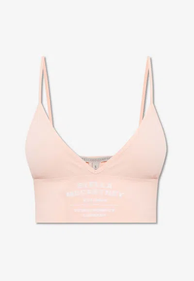 Stella Mccartney Logo Embroidered Bra In Pink