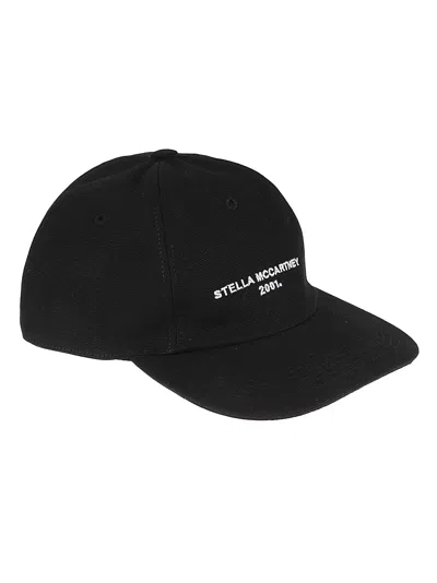 Stella Mccartney Logo Embroidered Cap In Ultra Black