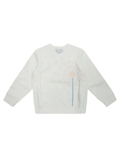 Stella Mccartney Kids' Logo Embroidered Crewneck Knitted Jumper In Panna